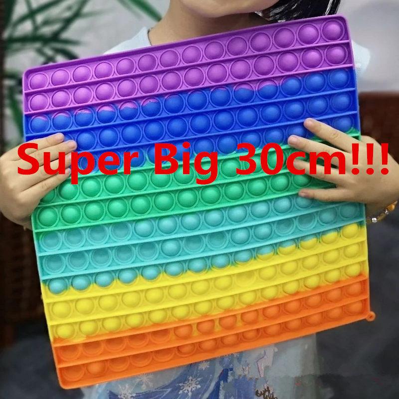 

U STOCK Super Big Size 30cm Fidget Toys Push Bubble Autism Needs Squishy Stress Reliever Rainbow Toys Adult Kid Funny Anti-stress Fidget Party Gifts