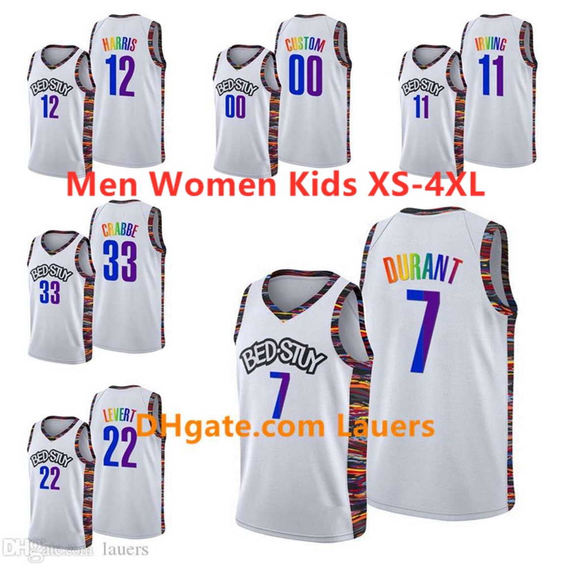 

Custom Men Women Kid Jersey new Brooklyn Nets 7 Kevin Durant 11 Kyrie Irving 22 LeVert 31 Allen 12 Joe Harris Basketball Jerseys, With sign
