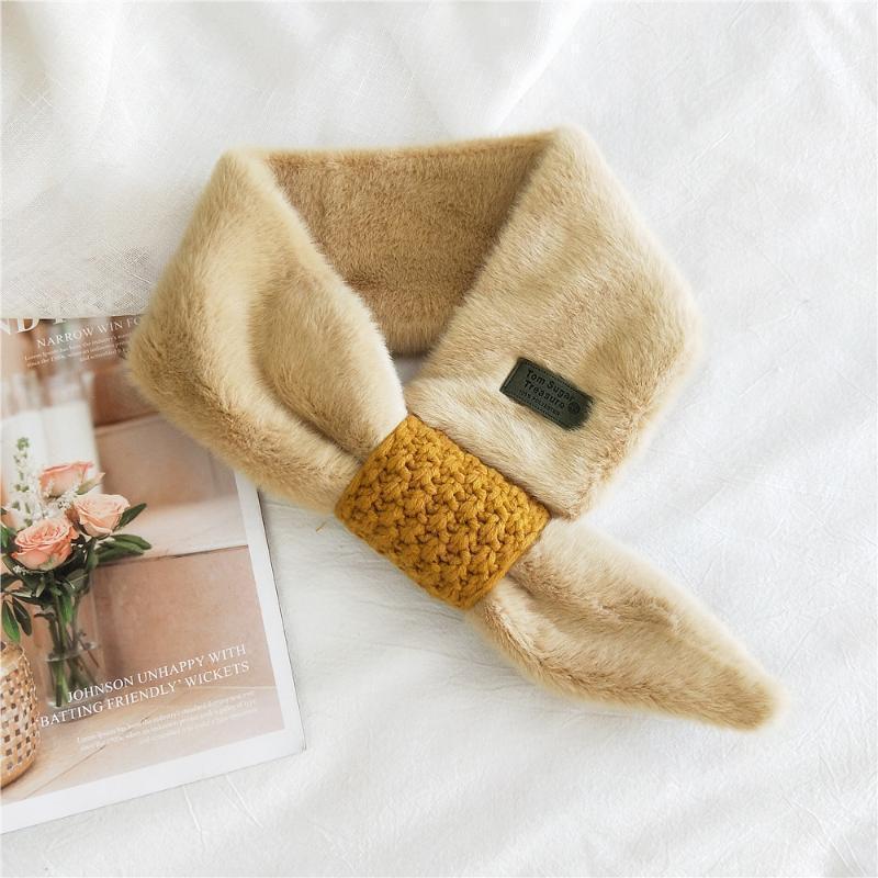 

Scarves Designer Pink Knitted Scarf Women Winter Fashion Thick Warm Faux Fur Neck Collar For Ladies Foulards D1941