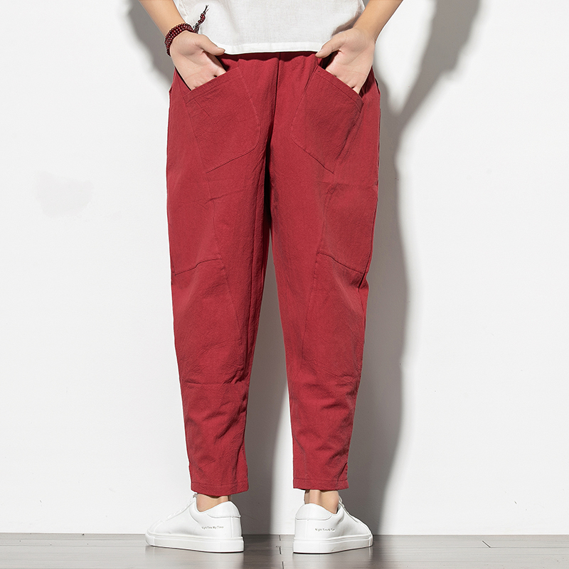 

2021 New Korean Style Harem Fashion Men Vintage Solid Wide Leg Trousers Plus Size Pockets Drawstring Waist Male Pants Dropshipping 1cqi Fb0h, Khaki