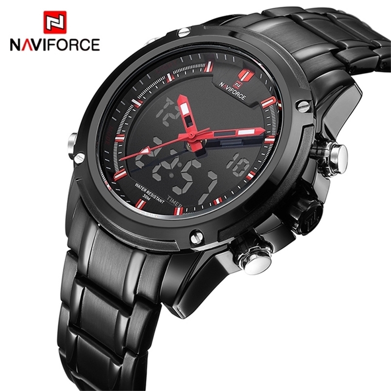 

Clearance Sale NAVIFORCE Men's Quartz LED Digital Clock Waterproof Military Wrist Watch Mens Watches To Luxury Brand Men watches 210608, 2142-sbe