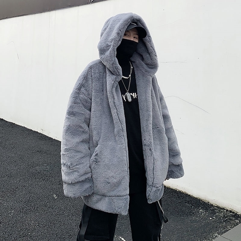 

2021 New Winter Thicken Plus Fleece Jacket Men's Parka Warm Fashion Casual Hooded Streetwear Loose Korean Short Coat Men Clothes L7h0, Dark gray