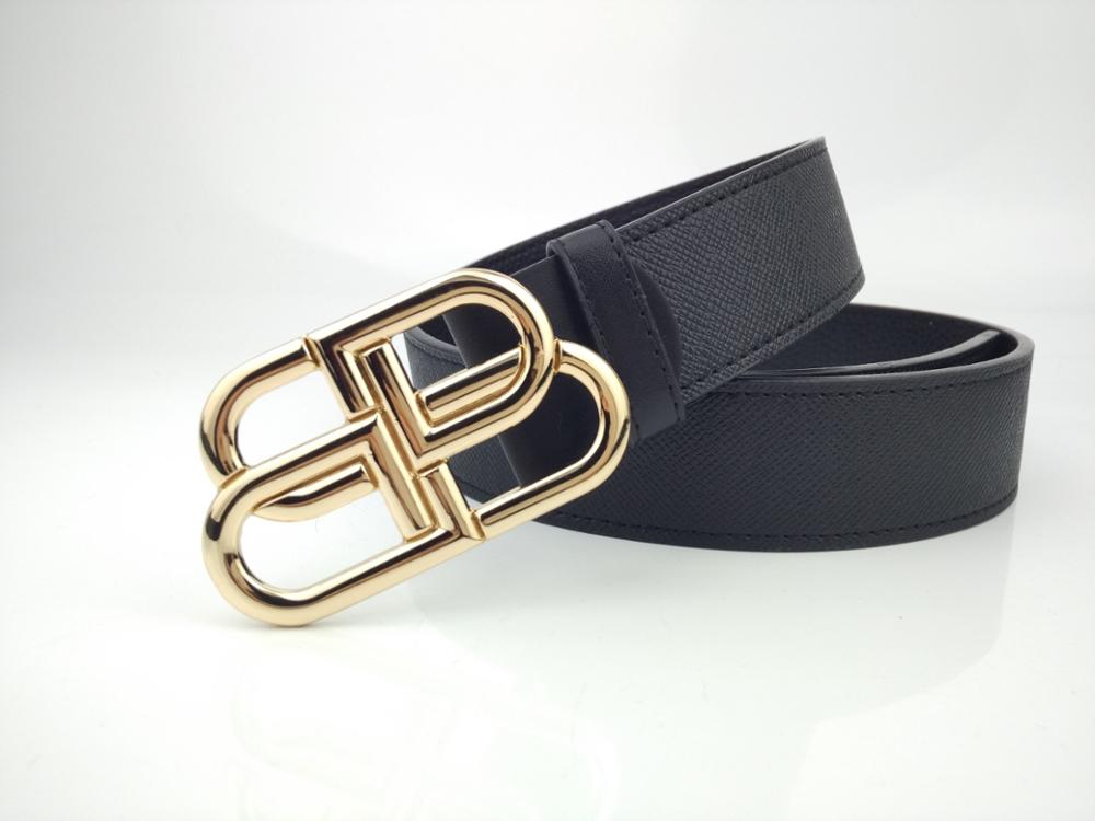 

Split leather women men wide 3.8cm belts B letter alloy buckle unisex solid belts, Black;brown