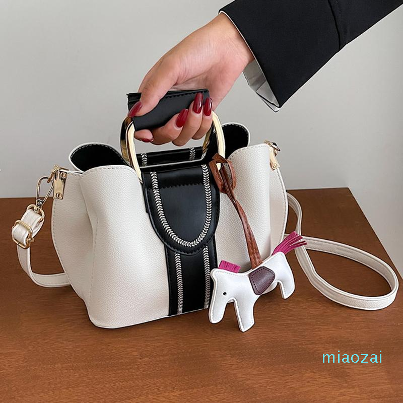 

Evening Bags Elegant Tote Crossbody For Women 2021 Fashion Metal Handle Women's Designer Handbag Lady Leather Shoulder Messenger Bag