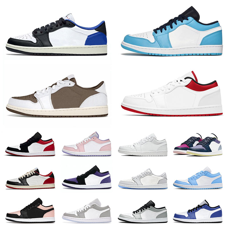 

Jumpman 1 1s Low Mens Womens Basketball Shoes Designer TS x Fragment Reverse Mocha Chicago Pine Green Purple Magenta Bred Black Toe Sports Sneakers Trainers, 36-45 low noble red