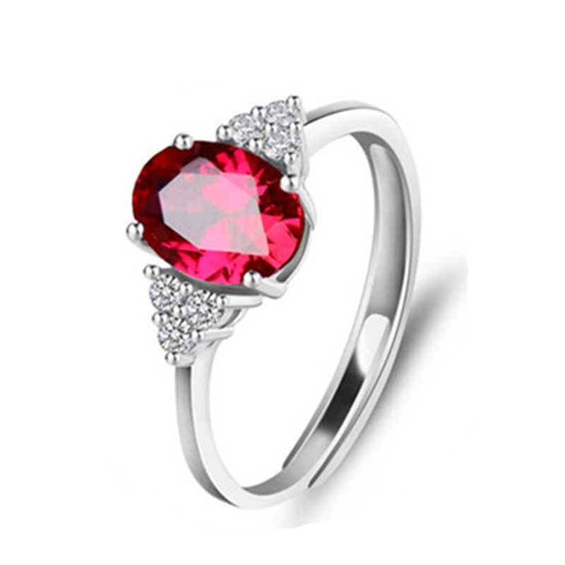 

925 Sterling Silver Red Gemstone Ruby Rings for Women Princess Diana Wedding Engagement Party Gift Fine Jewelry