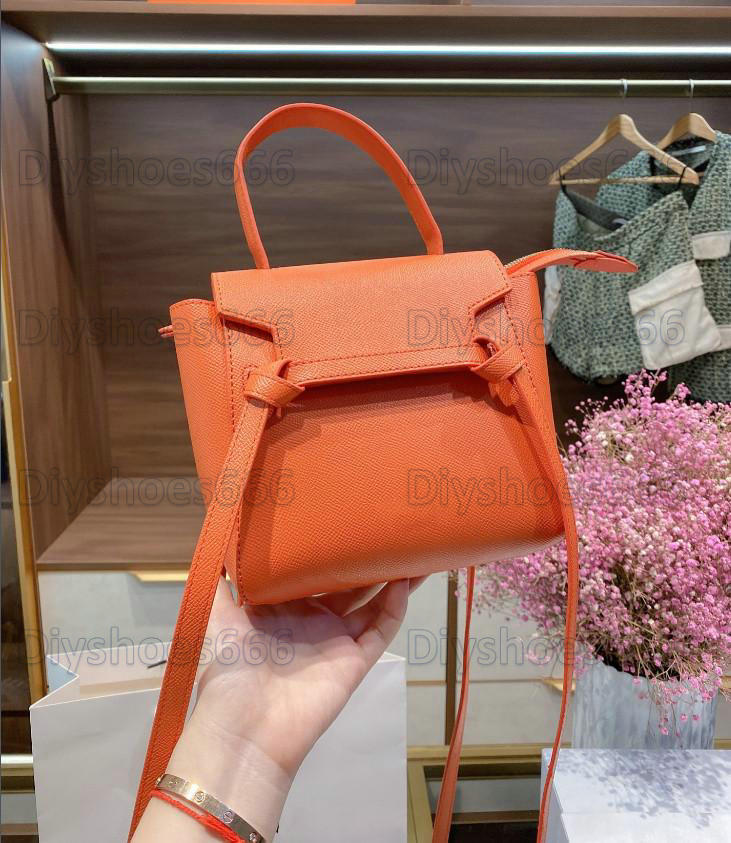 

Micro Mini Nano Belt Womens Bag Grained Calfskin Leather Single Flat Top Handle Crossbody HandBag Lady Designer Flap Purse Wallet Bragmy Bags