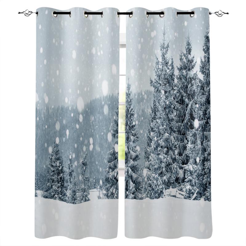 

Curtain & Drapes Snowy Winter Flying Woods Children's Bedroom Curtains Modern Decoration Home Living Room