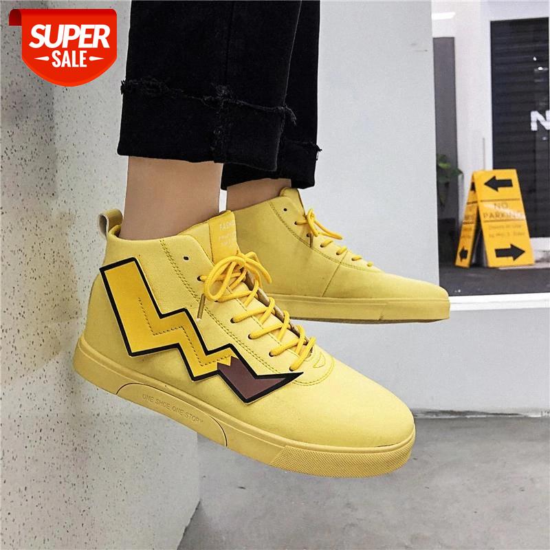 

High -top Canvas Shoes 2019 Korean Casual Sneakers Men's Shoes Fashion Cartoon Men And Women Students Outdoor #qM7X