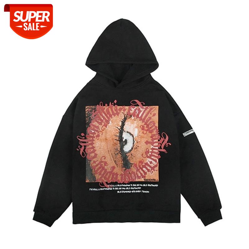 

SEVEYFAN 2021 Men's Hip Hop Sweatshirts Funny Eyes Printed Fleece Hoodies Black Autumn Cotton Pullover for Male #xi4t