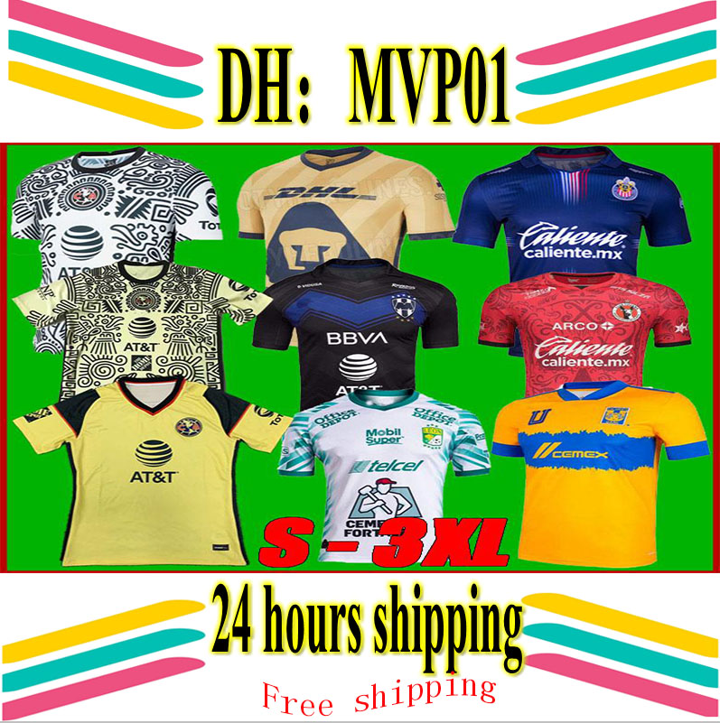

liga mx 2122 Club America Soccer Jerseys leon third 2122 mexico LÃ©on Tijuana Tigres UNAM Chivas Cruz Azul 3rd Football Shirts size S-3XL, Black;yellow