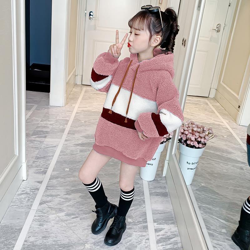 

Jackets Kid's Girl Coat Autumn Winter Plush Jacket For Girls Sportswear Children Clothes Thick Sweater TZ914, Blue;gray