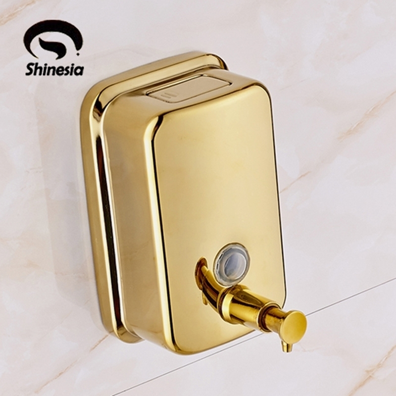 

Wholesale and Retail Solid Brass Bathroom Liquid Soap Dispenser Gold Polished Wall Mount Y200407