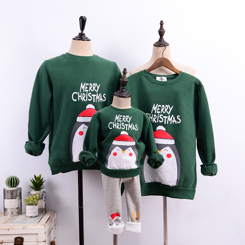 

Jersey Christmas Sweatshirt Family Look New Year Pullover Reindeer Matching Outfits Father Mother Daughter Mom Me Kids Winter sweater casual, Green