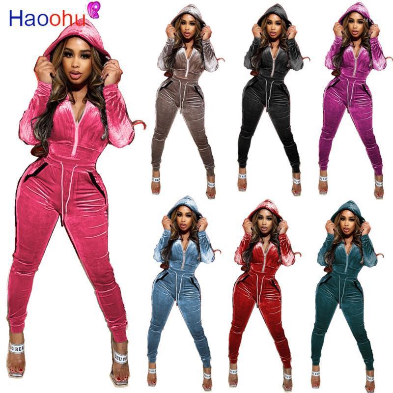 

Women' Tracksuits HAOOHU Women Fall Winter Velvet Sweatsuit Set Hooded Track Jacket Jogger Pants Active Tracksuit Two Piece Sportwear Outfi, Blue