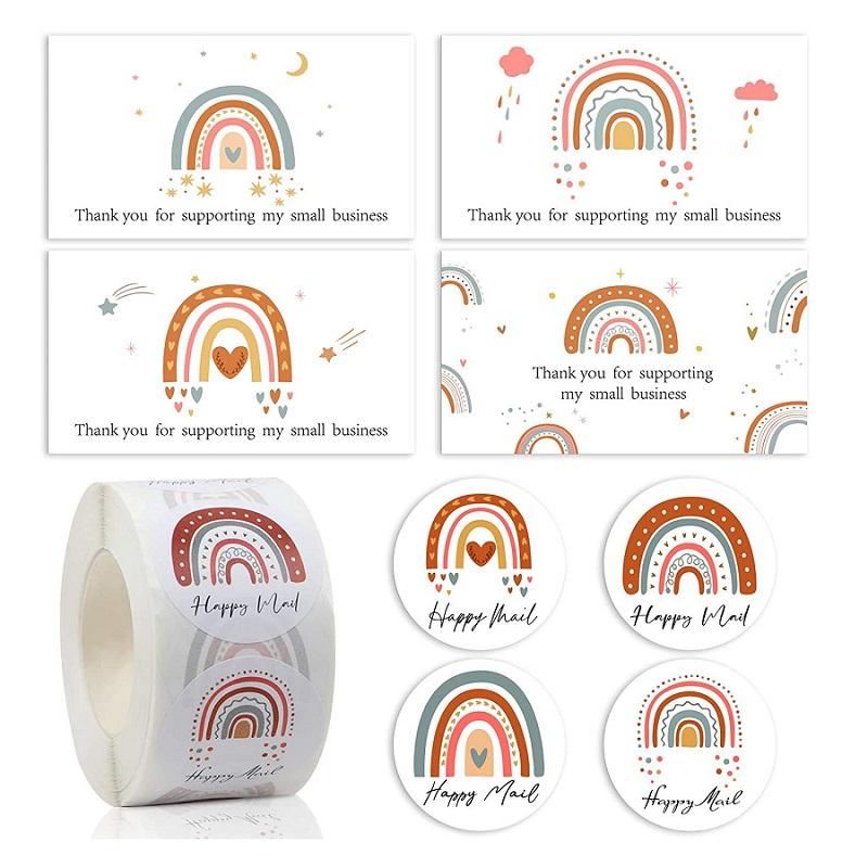

Gift Wrap Happy Mail Round Cartoon Sticker Cute Rainbow Commercial Greet Card Thank You Paper Decorate Child Party