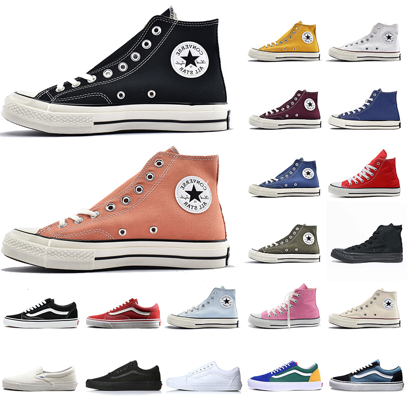 

Authentic Chuck Taylor All Star Canvas Mid Low Casual Shoes Converses 1970s Women Mens Fashion Trainers White Slip-On Shoe Old Skool Off The, Black