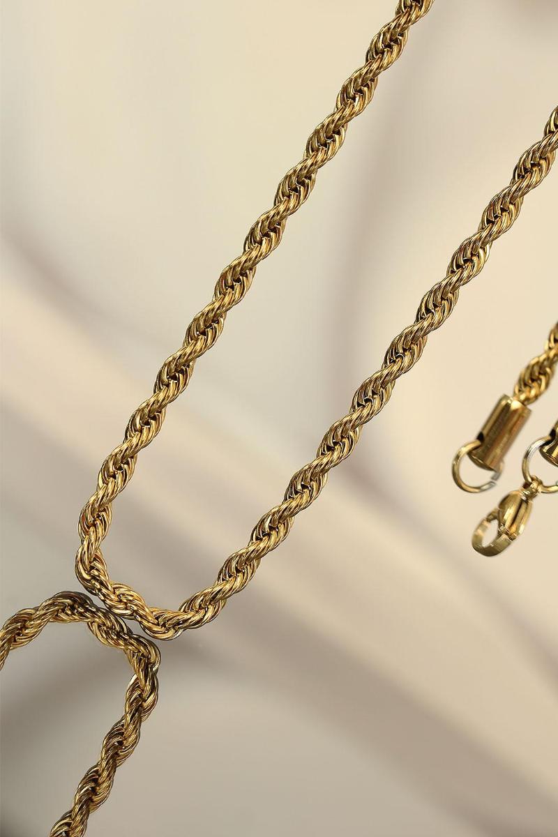 

Earrings & Necklace Gold Color Thick Auger Steel Chain, As pic