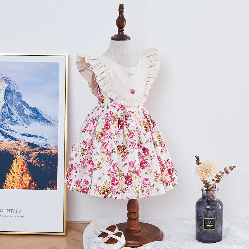 

Kids Boutique Dresses for Girls Children Spain Princess Gown Baby Girl Spanish Floral Dress Infant Birthday Eid Vestidos 210615