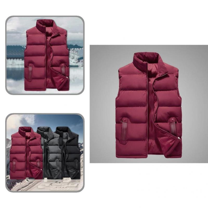 

Men's Vests Wear Resistant Skin-friendly Solid Color Pockets Men Waistcoat For Hiking, Black