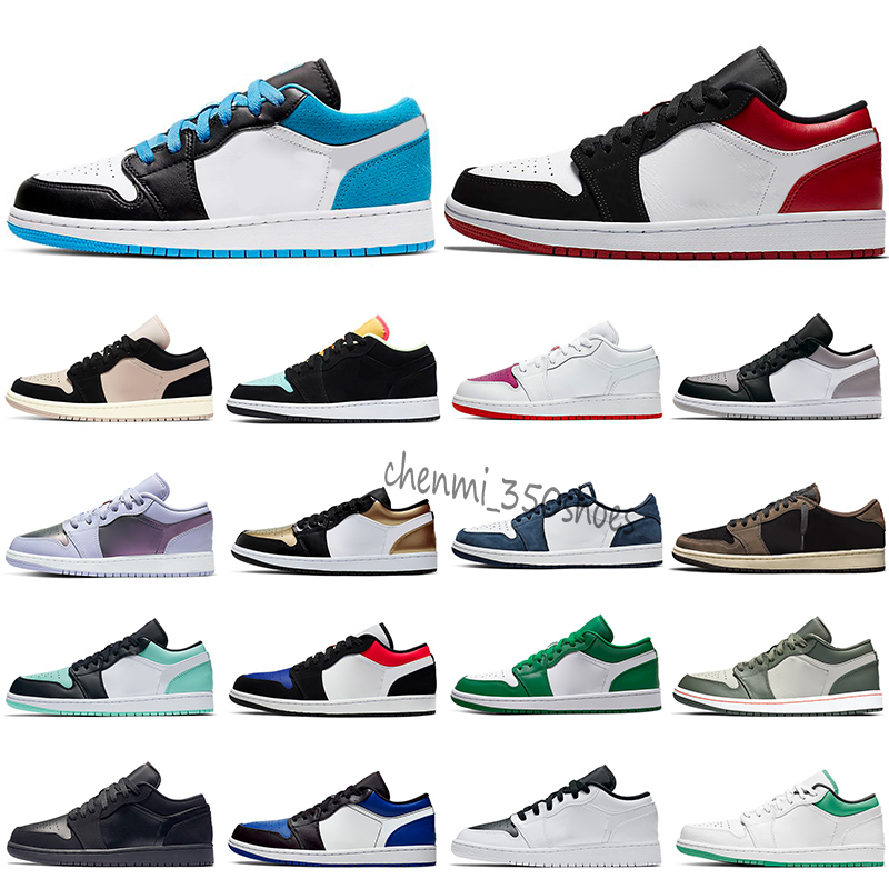 

2021 Jumpman Jordens 1 Low 1s Basketball Shoes Top OG Tag Black Toe Court Purple SP Travis Scotts Game Royal Gym Red Men Women Sneakers CM09, # 3