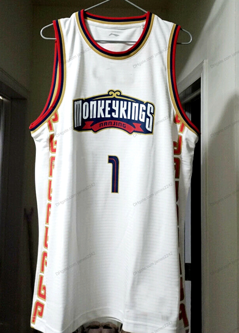 

Custom China Allen Iverson #1 Nanjing Monkeykings Basketball Jersey Stitched White Size S-4XL Any Name And Number Top Quality Jerseys