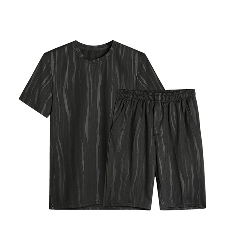 

2021 New Fashion Summer Sportswear Tee Suits Men's Sets Casual Short Sleeve t Shirt +shorts Tracksuit Plus Size 4xl C053, Black