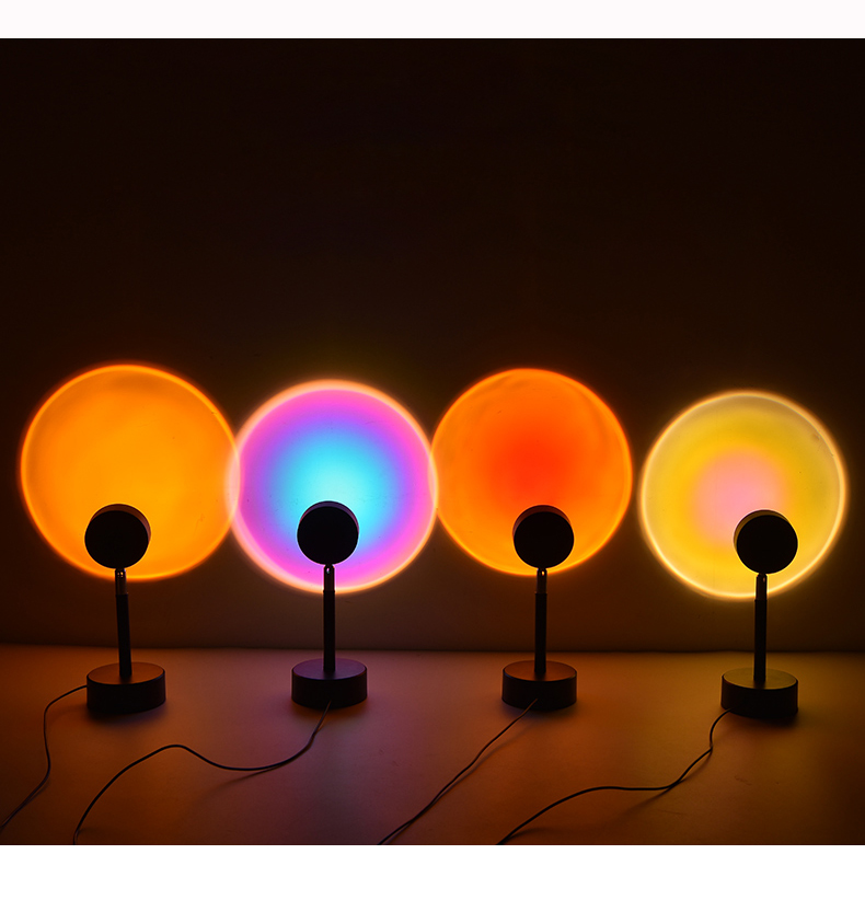

Sunset Rainbow Projector Night Lights Usb Bedside Table Lamp Valentines Day Gift Lamps Bedroom Bar Coffee LED Atmosphere Light