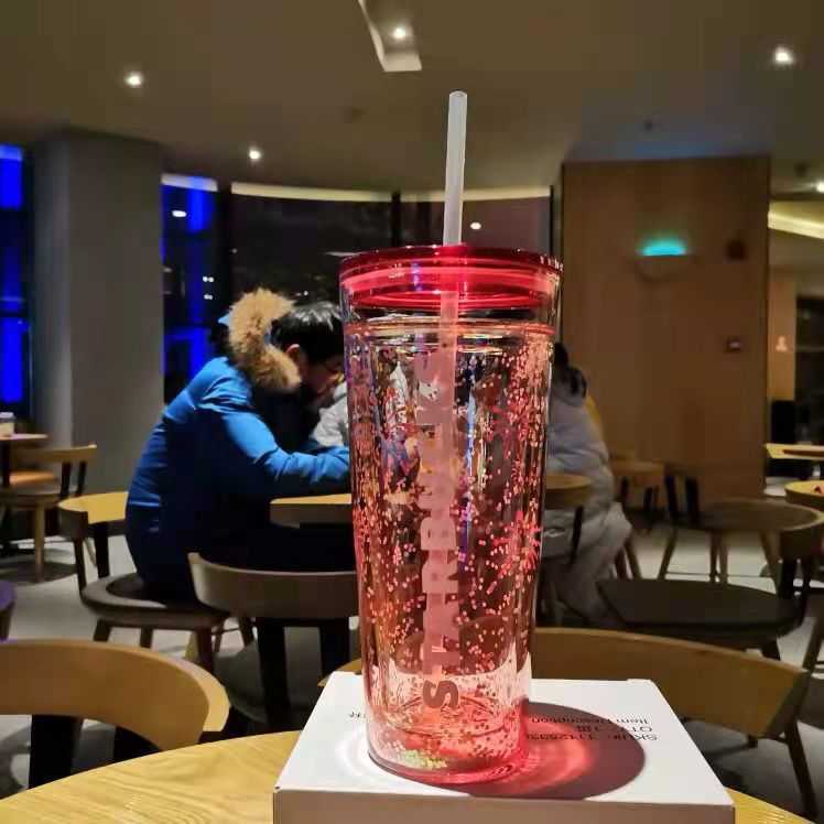 Starbucks Mugs Shiny New Year Dragon Dance Bear Double-layer Glass Straw Cup Large Capacity Heat-resistant Water Cups-image-754092780