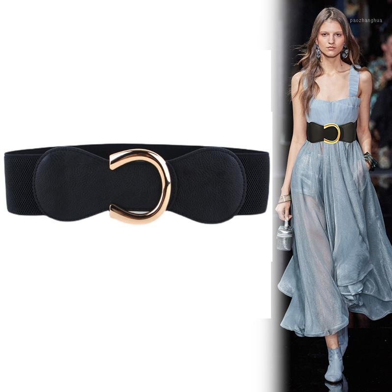 

Belts Wide Stretch Waistbands Woman Sexy Slim Corset Belt Dress For Lady Fashion Gold Buckle Brown Cummerbunds Wedding Waist Seal, Black;brown