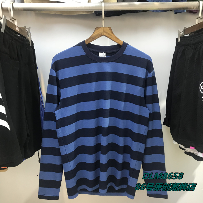 

Ins super fire manor striped long sleeve t-shirt men's fashion autumn casual couple's jacket, Black