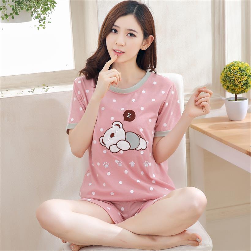 

cute 2pcs shirt amp women sleepwear shorts pajamas set print nightwear cartoon intimate lingerie pyjamas casual homewear, Black;red