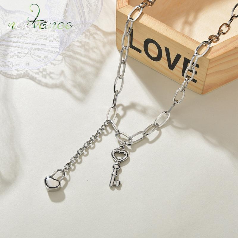 

Pendant Necklaces Nextvance Fashion Lock Key Necklace Stainless Steel Women Girl Boyfriend Lover Couper Girft Party Daily