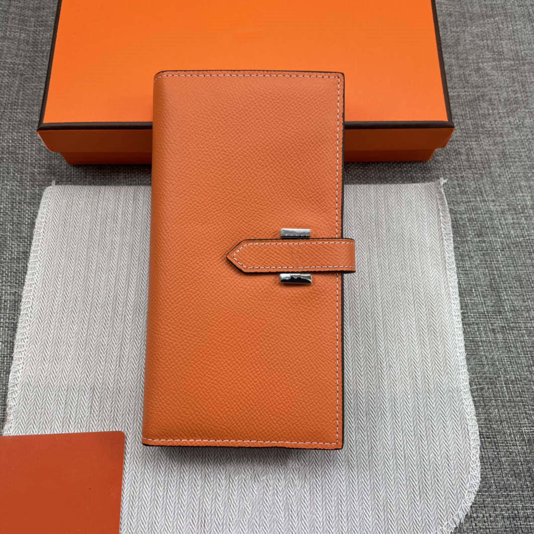 

High quality Purse Ladies Long Wallet Simple and practical Pocket wallet Fashion business card bag 9cm*17.5cm (letter H silver clasp) 23ww, White