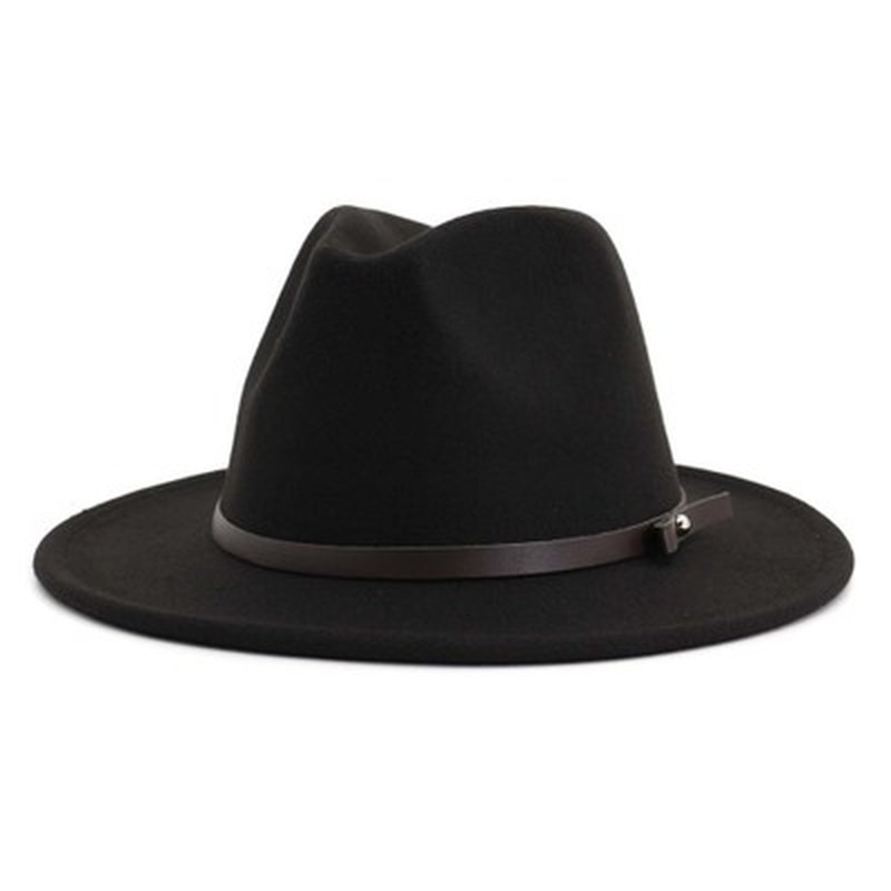 

2021 New Women Winter Wide Brim Belt Band Buckle Felted Classic Formal Wedding White Black Outdoor Fedora Men Hats K2v4, Army green