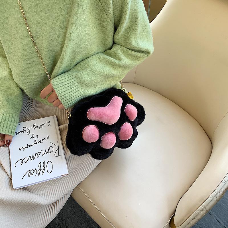 

Cartoon three-dimensional cat's hairy bag female 2021 new cute messenger chain bag shoulder change lady, 04