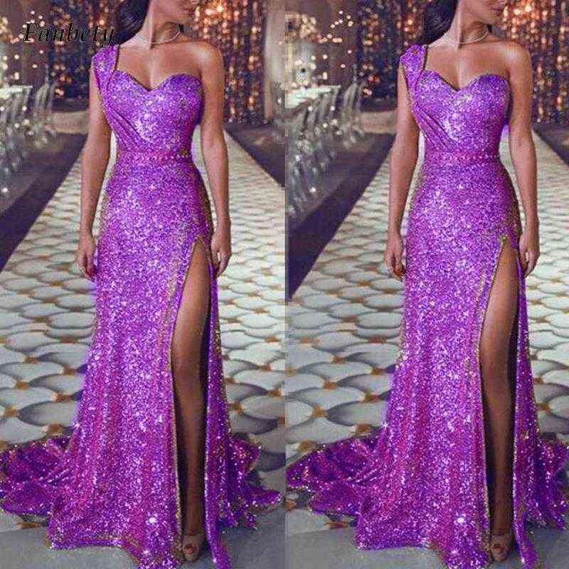 Women Sexy One Shoulder High Split Irregular Dress 2022 New Fashion Shiny Sequin Long Evening Dresses Lady Elegant Party Dress Y1212-image-745783287