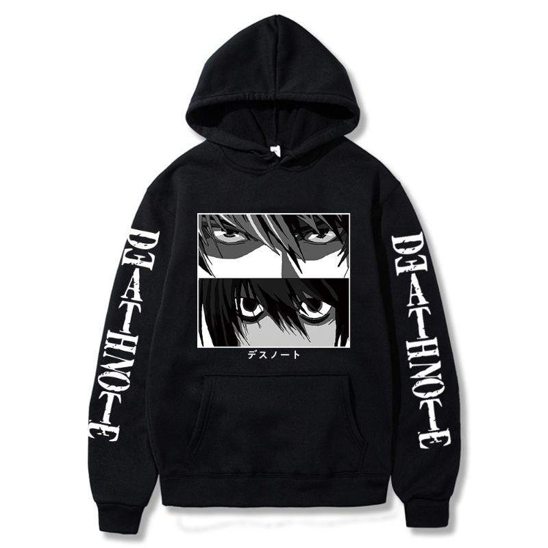 

Men's Hoodies & Sweatshirts Men Women Death Note Hoodie Kira L Lawliet Eyes Anime Print Harajuku Street Long Sleeve Spring Autumn Couple, Black