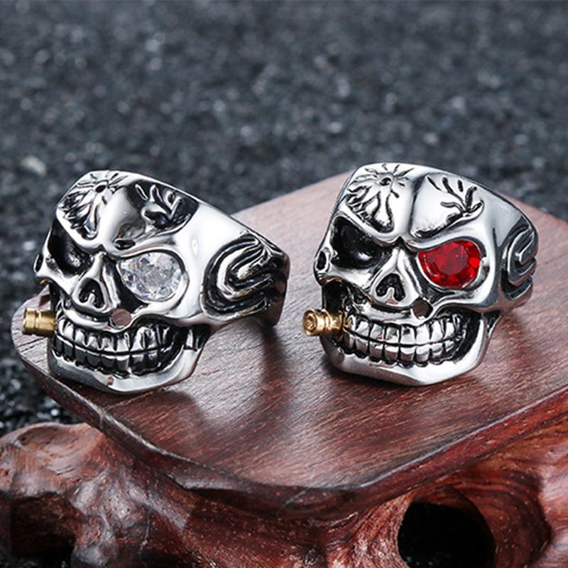 Cluster Rings 2021 Wholesale Stainless Steel Skull Ring For Men Jewels Biker Sygnet Gifts Mens Male Man Jewelry Lots Mix Punk Big-image-704387825