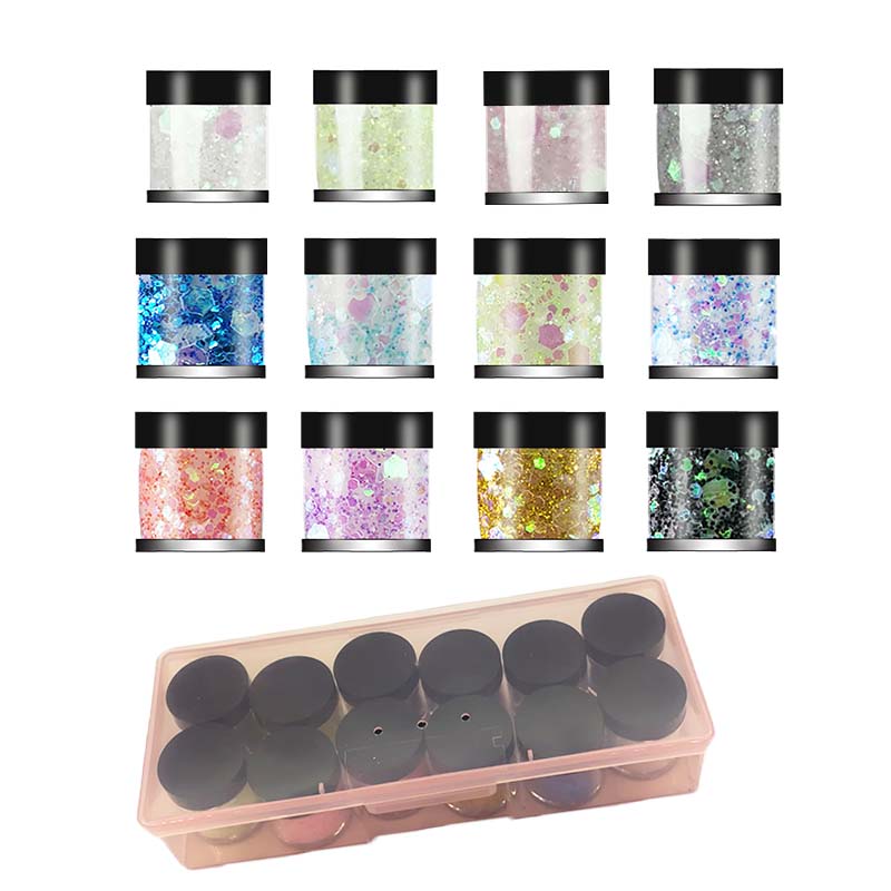 

Nail Glitter Mermaid Powder Mixed Color 12PCS/Set Dipping Discoloration Style Art Decorations Confetti Glitter For Nails Salon Supplies Shiny Charms