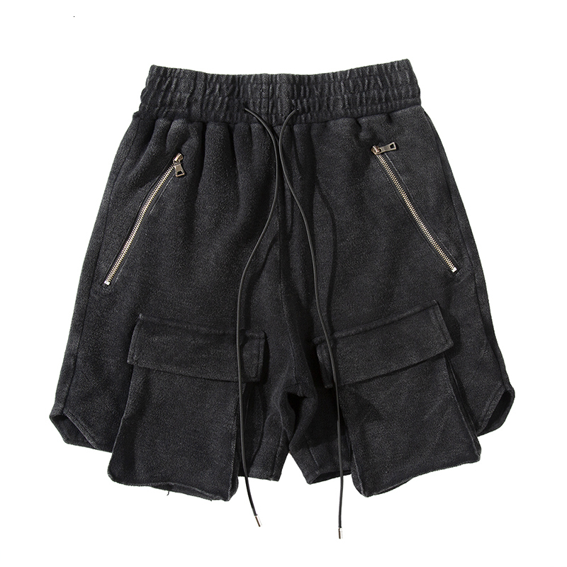 

2021 New Harajuku Retro Lavado Cordo Casual Homens e Mulheres Overise Bolsos Carga Shorts Streetwear Cinco Pontos Calas 5xyc, Black
