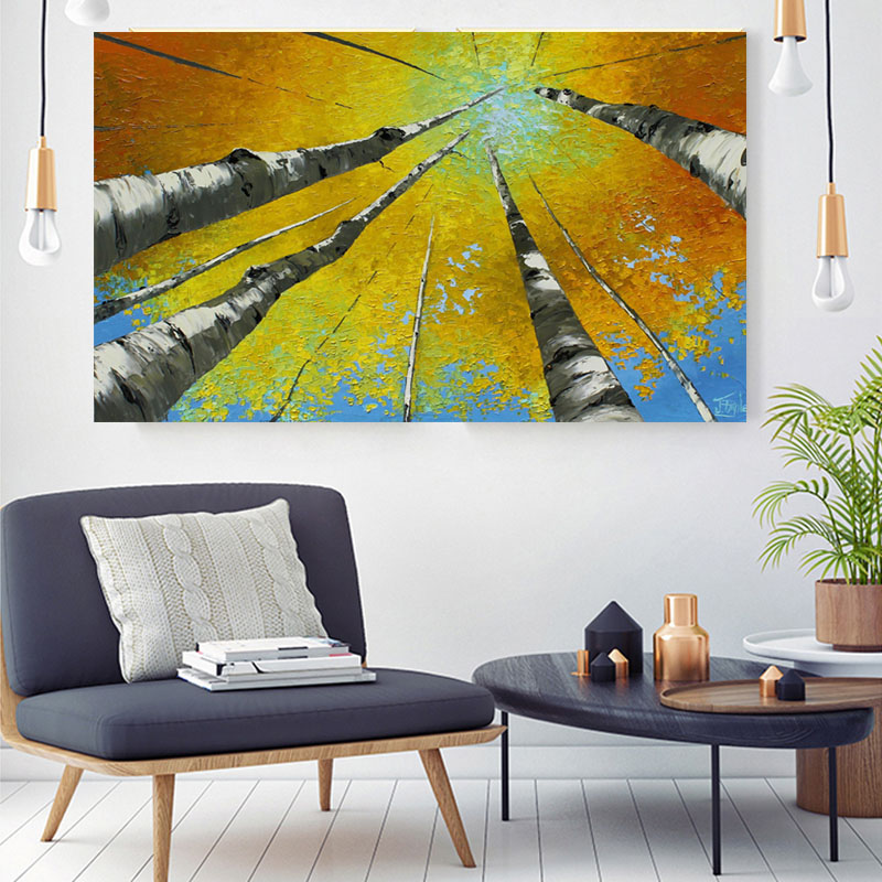 

Wall Art Canvas Painting For Living Room Wall Pictures Birch Forest  Spray Painting Home Decor Unframed