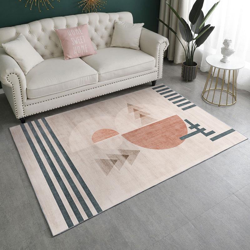 

Carpets Light Luxury El Style Girl Pink Rug Geometric Abstract Pattern For Living Room Soft And Comfortable Bedroom