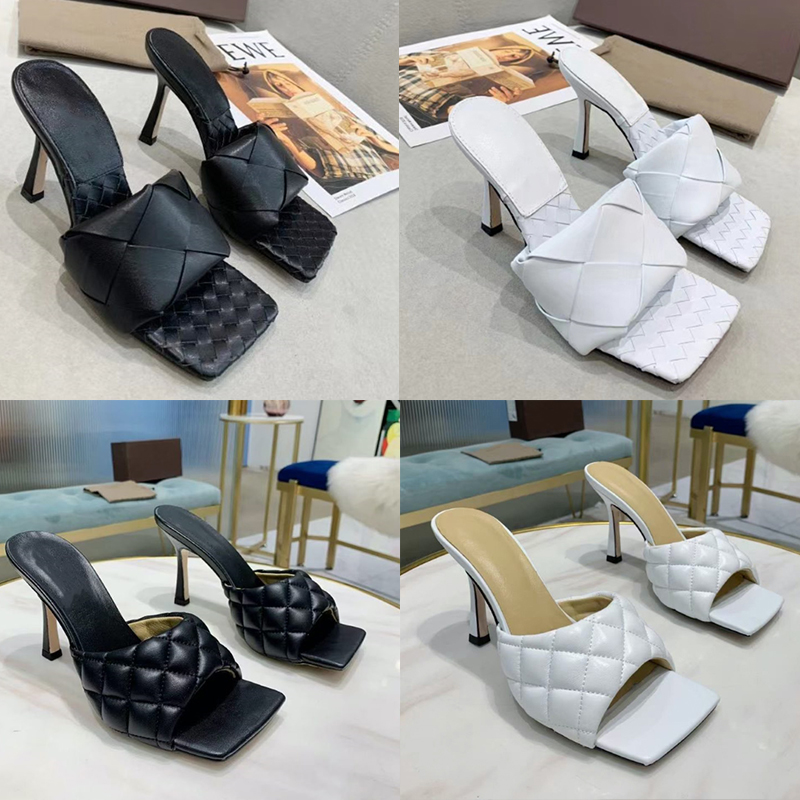 

Sexy slides Lido Sandals PADDED leather high heels shoes Woven women slippers square mules Sandal Ladies Wedding Dress Shoes with box 280, Lido 16