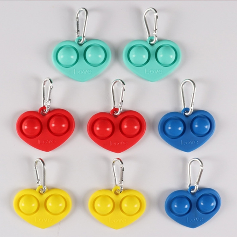 

Fidget Tik Tok Toys Autism Special Needs Push Pop Heart-shaped Keychain Adults Kids Sensory Fidget Toys Pendant Finger Board Stress Bubble Key Ring G31205, As pic shown