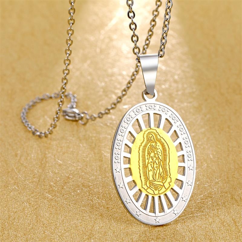 

Pendant Necklaces Catholic Virgin Mary Charms Necklace Gold Chain Stainless Steel & Pendants For Women Men Jewelry Wholesale