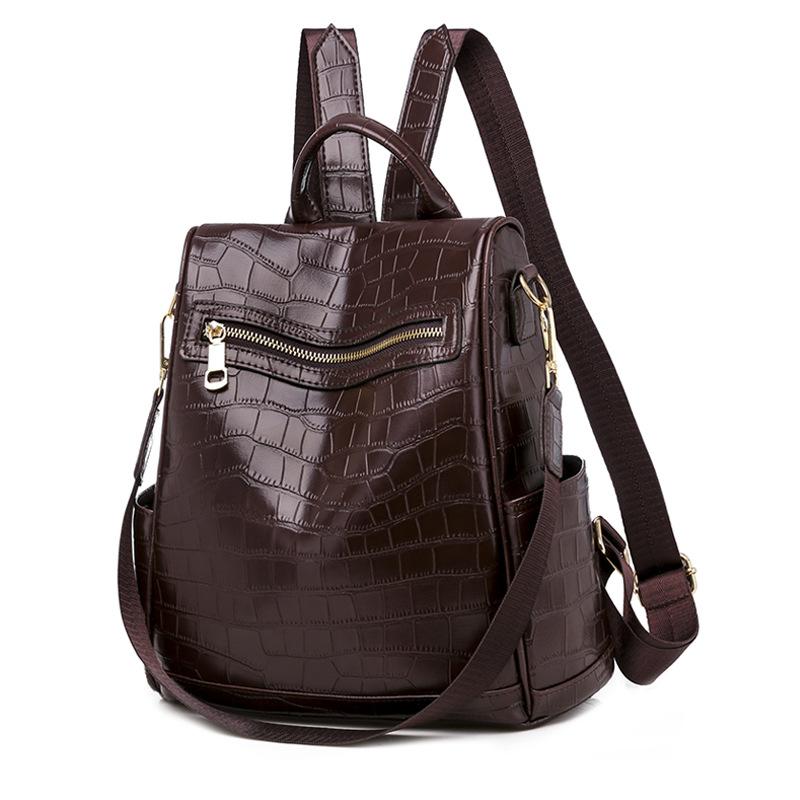 

Luxury Leather Leather Backpack Woman 2021 Anti-theft Backpack for Teenager with Handle Shoulder Strap Mochila Mujer Sac A Dos, Black