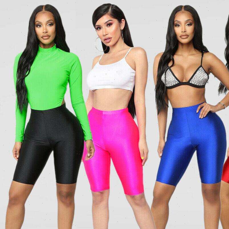 

cycling dancing gym biker slim womens shorts active sports solid skinny summer, White;black