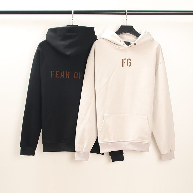 

Fear of God Season 7 Fg Flocking Letter Printed Hoodie Fog High Street Couple Loose Pullover, White;black