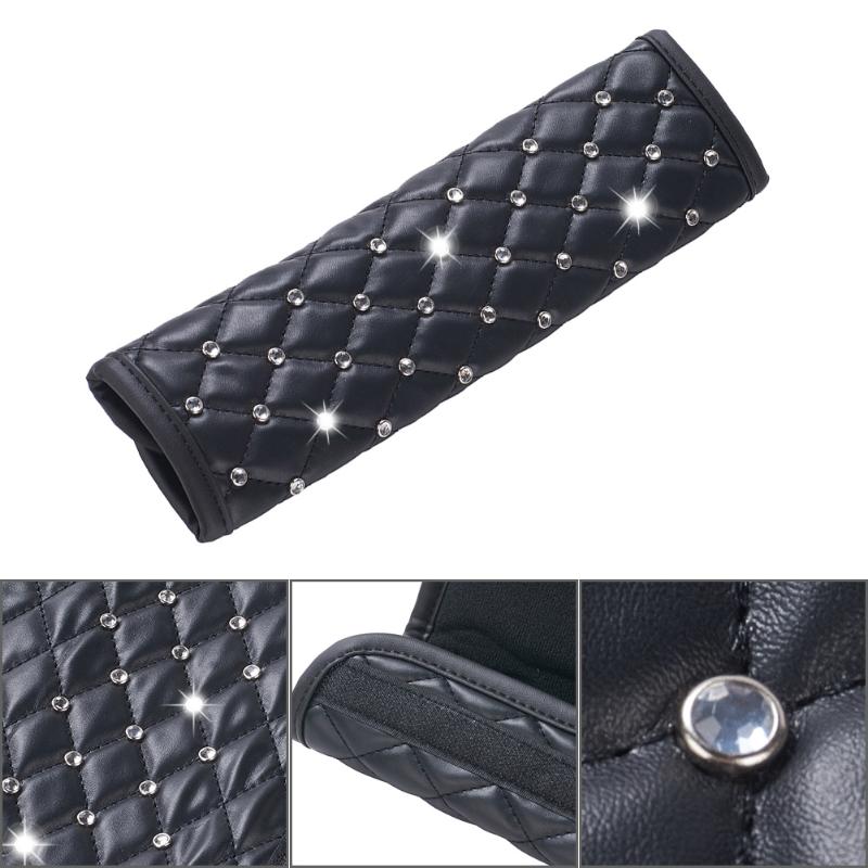 

Safety Belts & Accessories 2x Car Seat Belt Shoulder Pad Cover Case Trim Black PU Leather Rhinestone Decoration